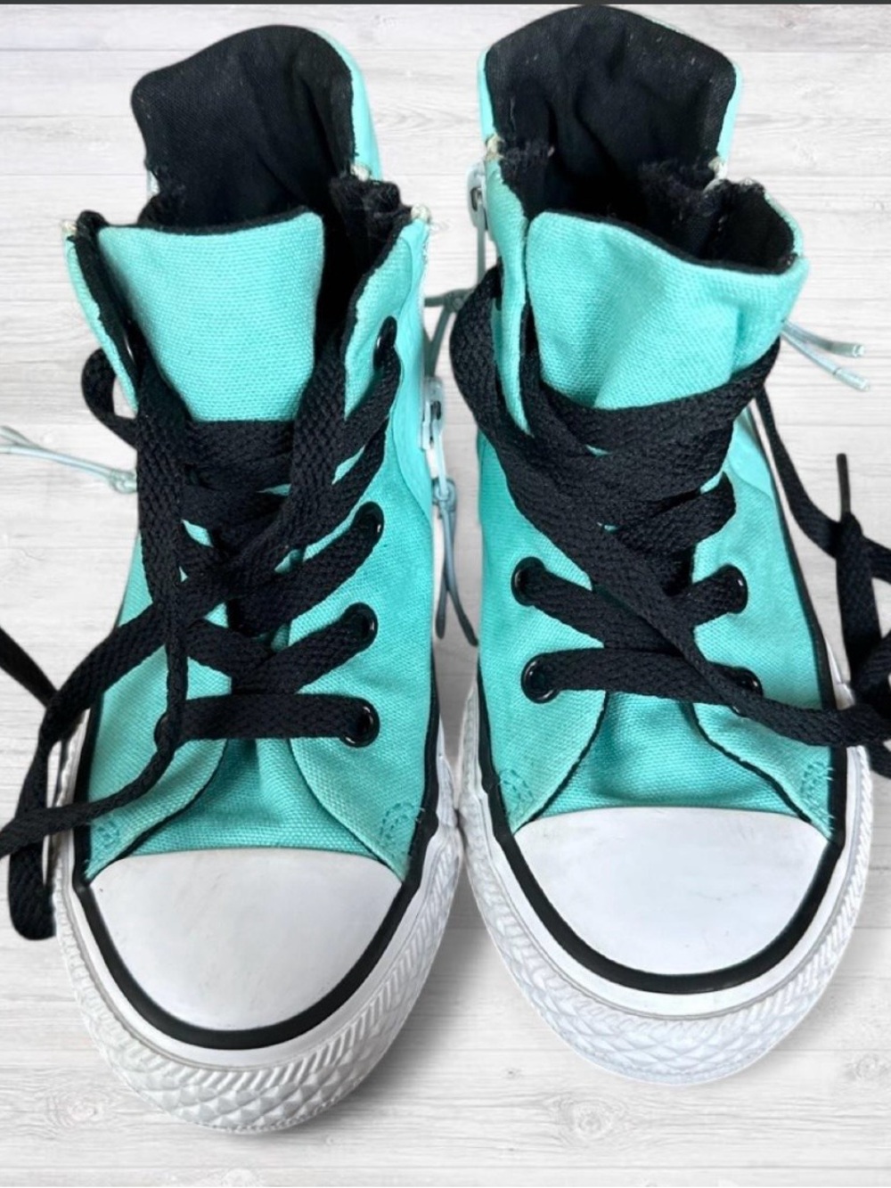 Converse Kids High-Top Sneakers in Aqua with Black Laces